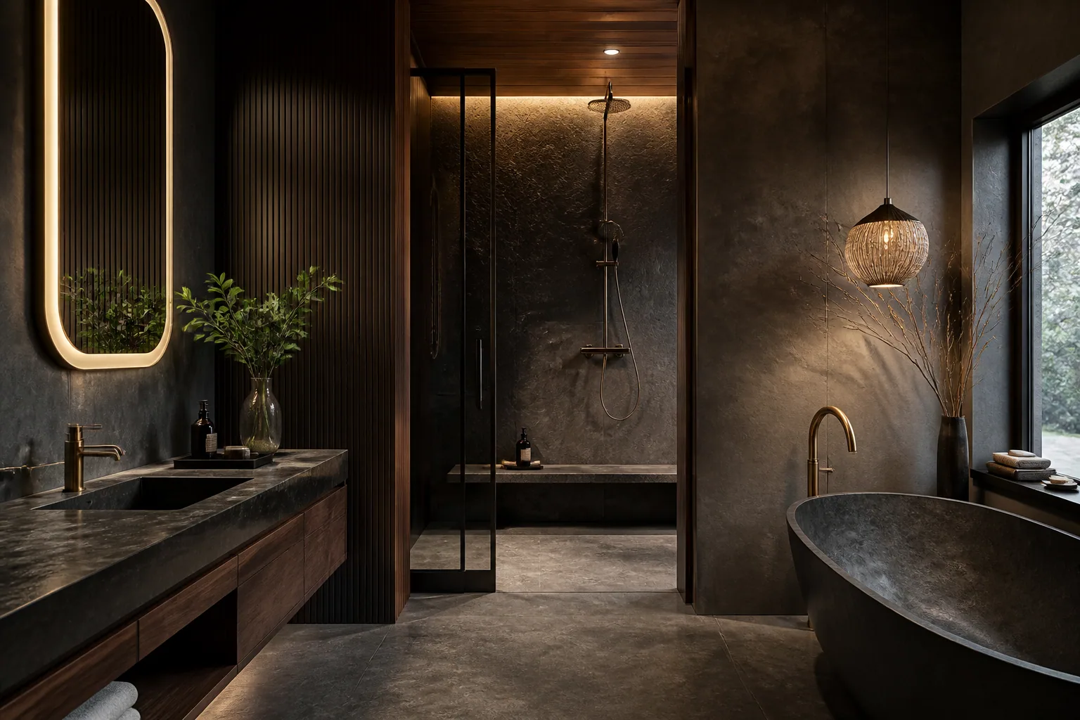 Dark palette bathroom design 10 by California Bath & Design