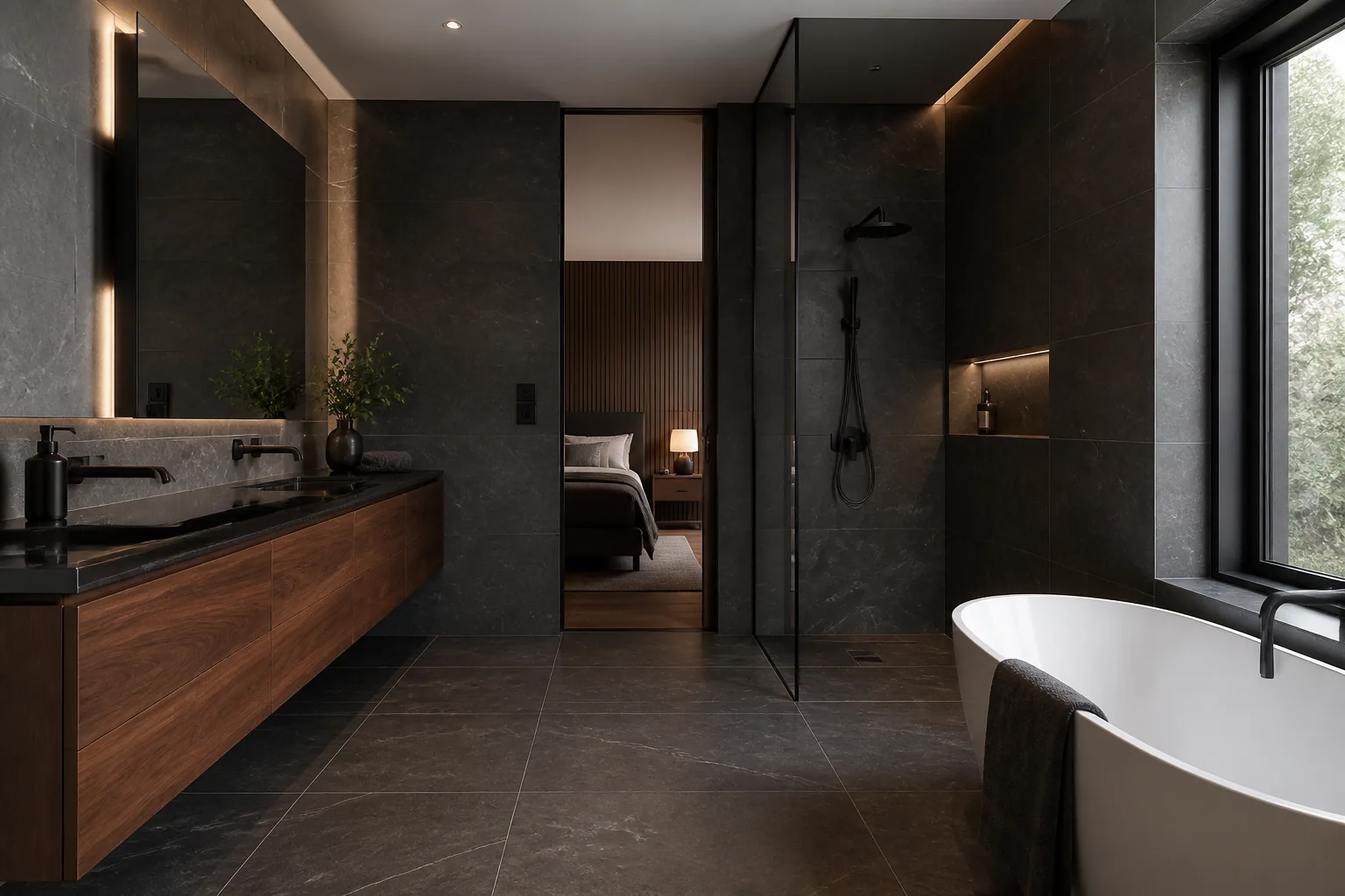 Dark palette bathroom design 3 by California Bath & Design